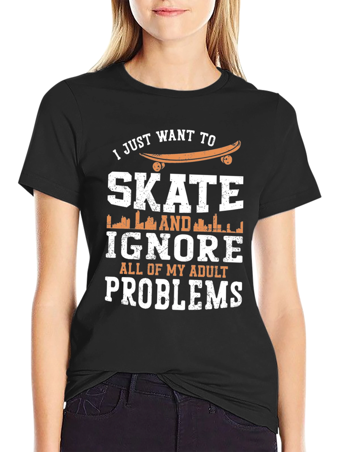 Skate & Ignore Adult Problems T-Shirt