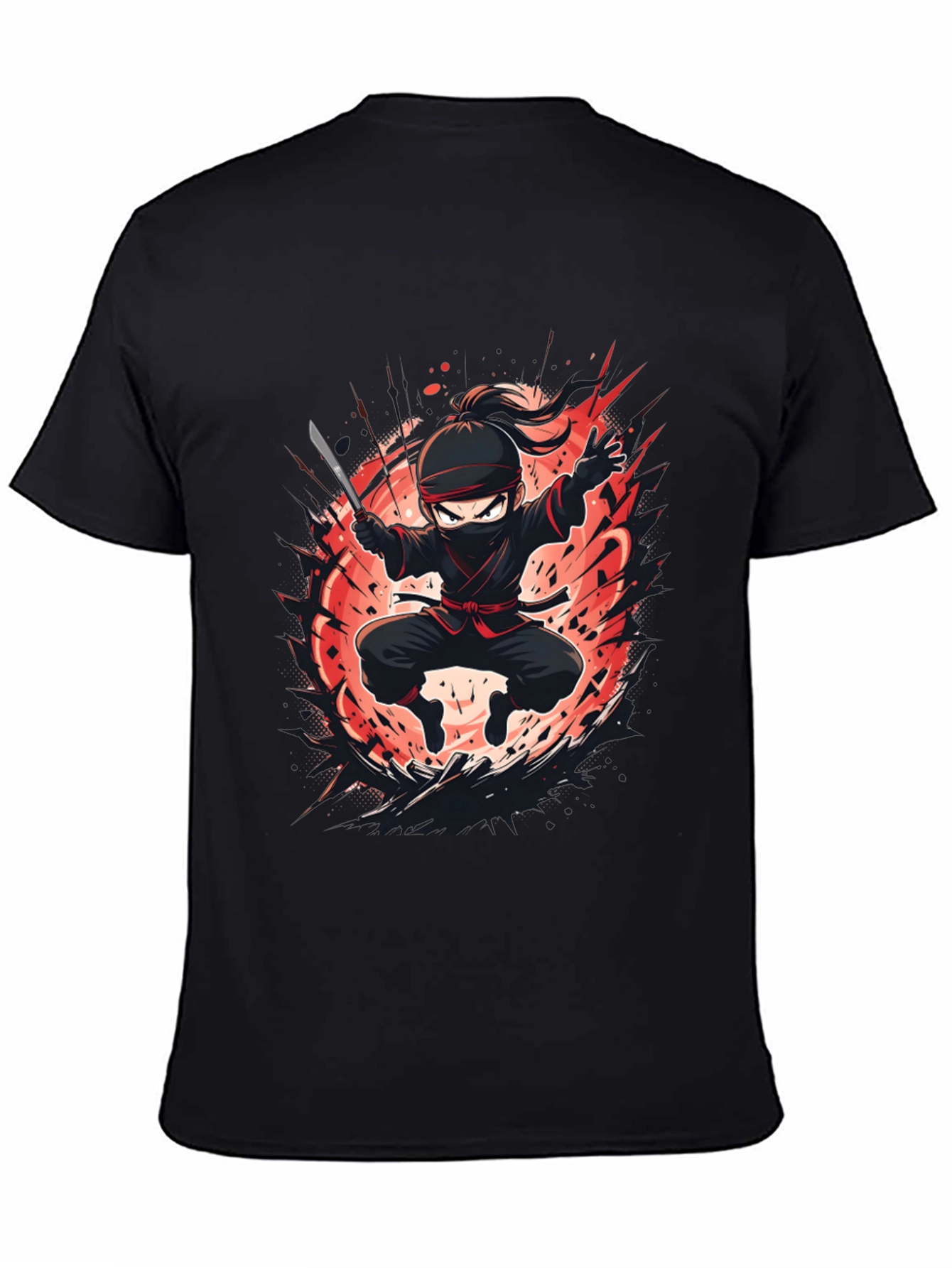 Ninja Warrior Graphic Tee - Black Cotton Blend