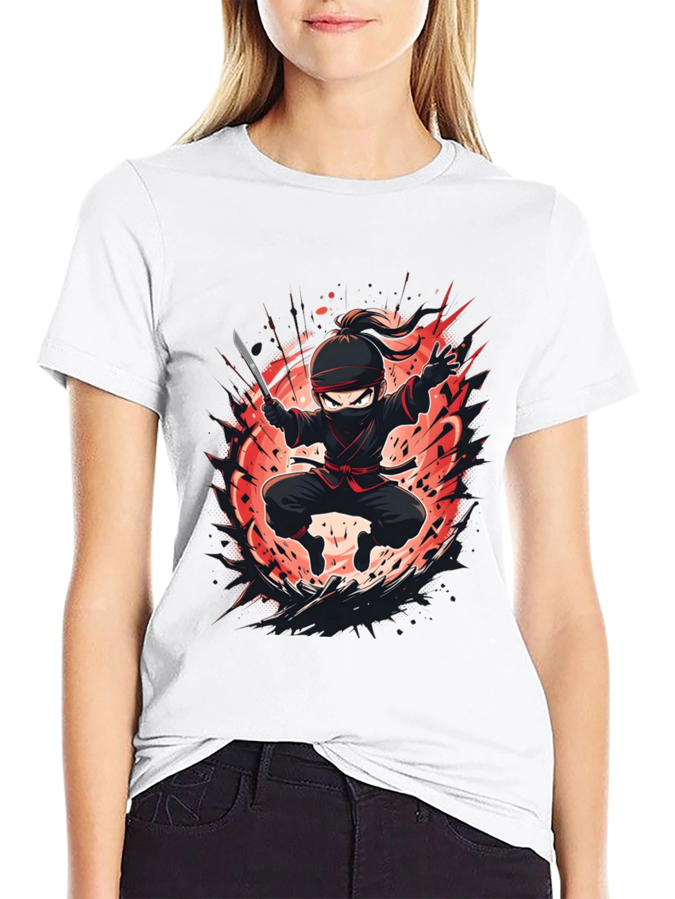 Ninja Warrior Graphic Tee - Black Cotton Blend