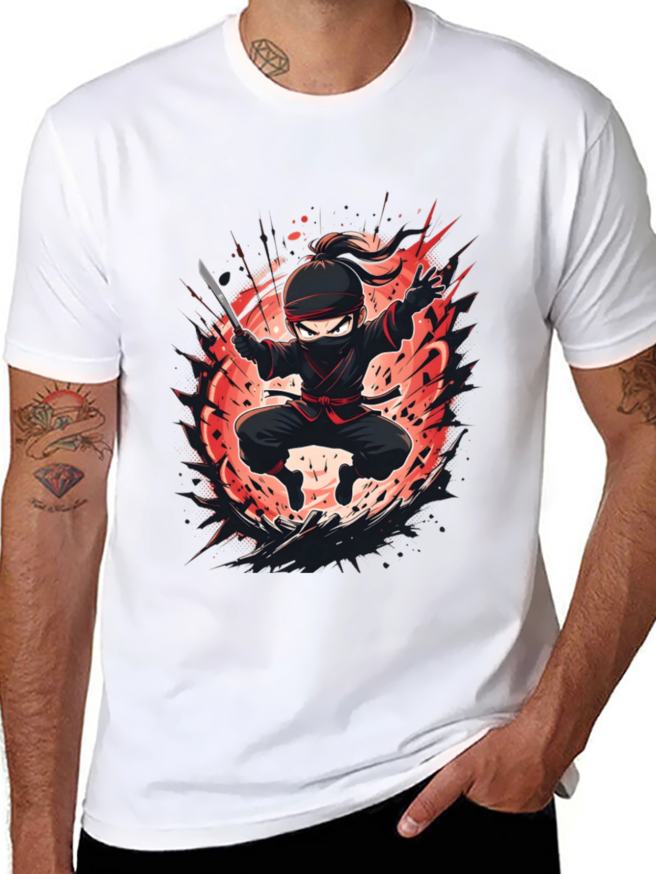 Ninja Warrior Graphic Tee - Black Cotton Blend