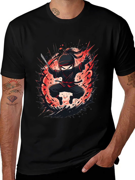 Ninja Warrior Graphic Tee - Black Cotton Blend
