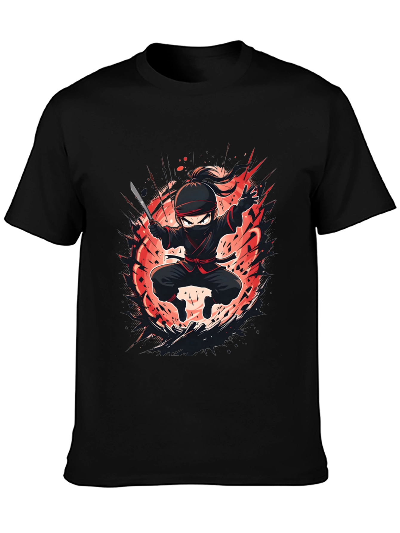 Ninja Warrior Graphic Tee - Black Cotton Blend