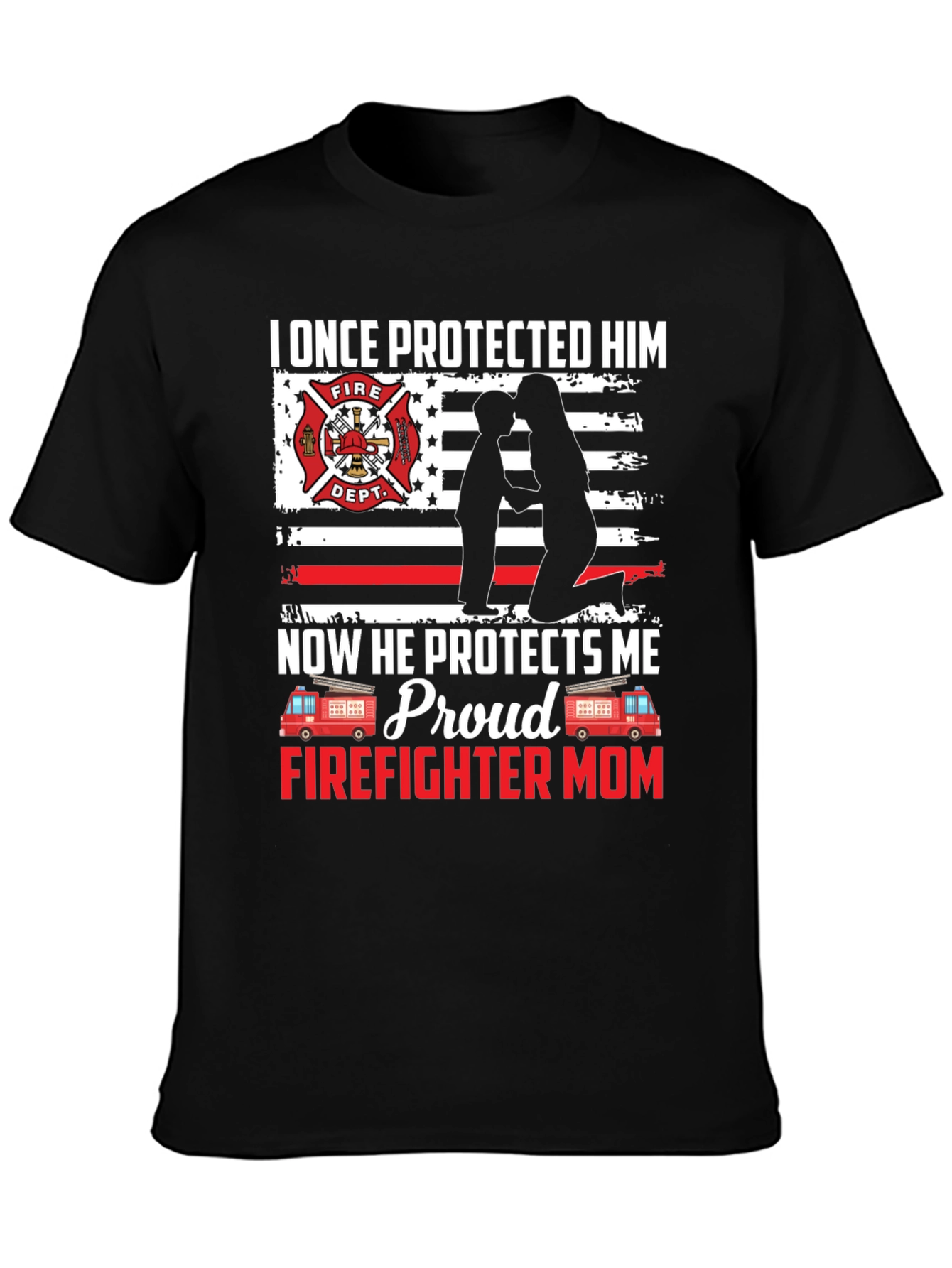 Proud Firefighter Mom Graphic T-Shirt