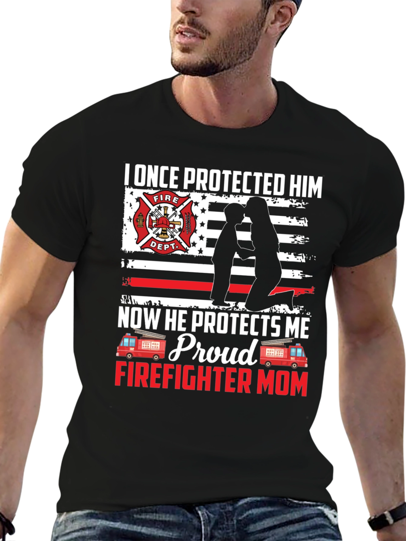Proud Firefighter Mom Graphic T-Shirt