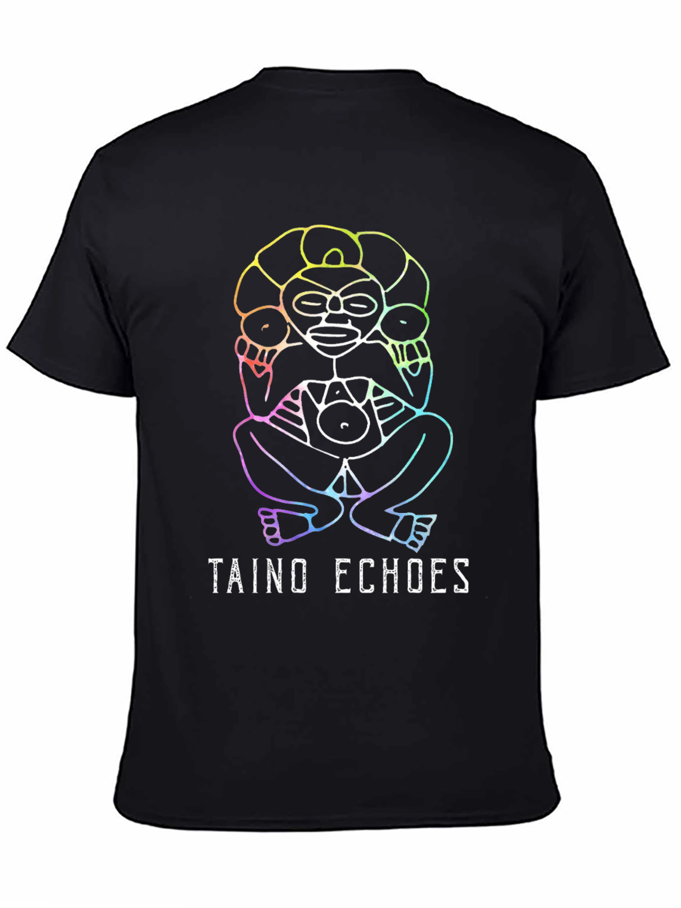 Taino Echoes Rainbow Graphic Black Tee