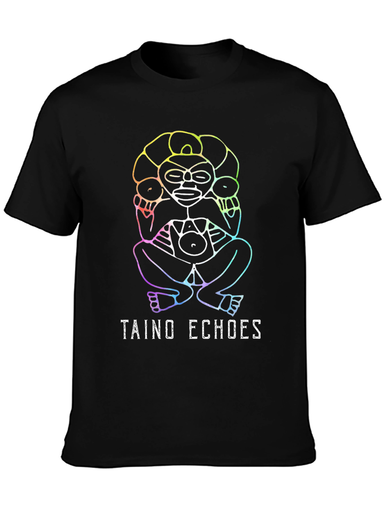 Taino Echoes Rainbow Graphic Black Tee