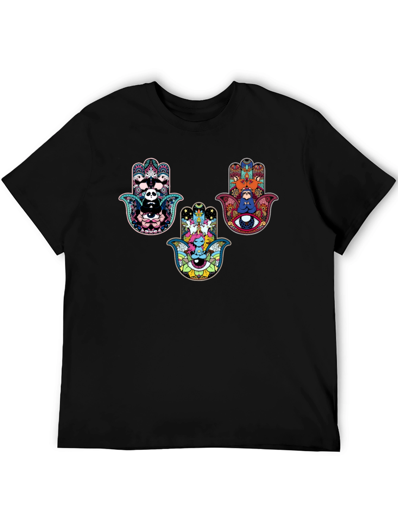 Hamsa Hand Graphic Print Black Tee