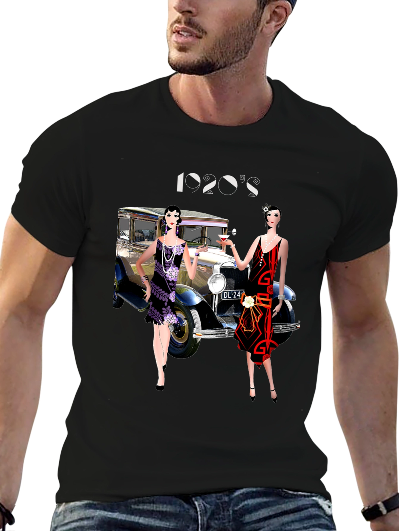 1920s Flapper Car Graphic Tee