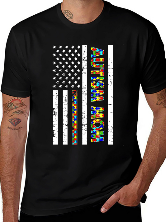 Autism Mom American Flag T-Shirt
