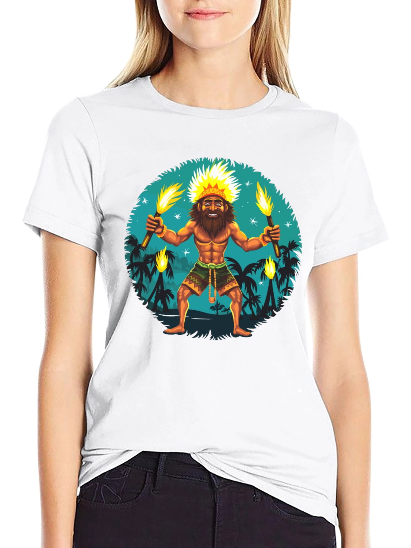 Island King T-Shirt: Tropical Torchbearer Design