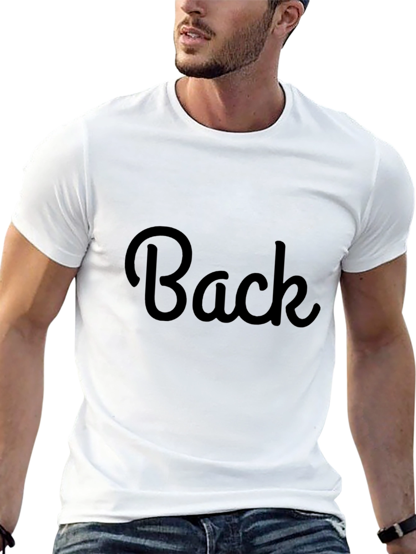 Mens Black Back Graphic T-Shirt Casual Style