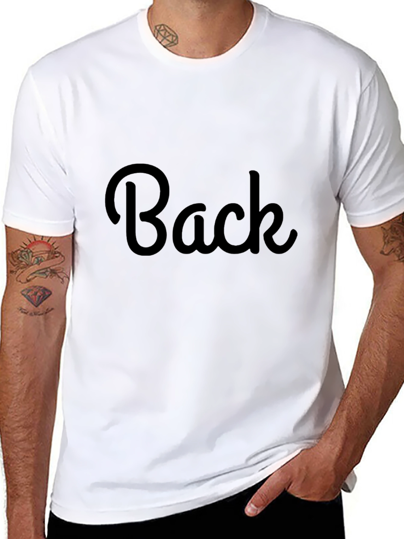 Mens Black Back Graphic T-Shirt Casual Style