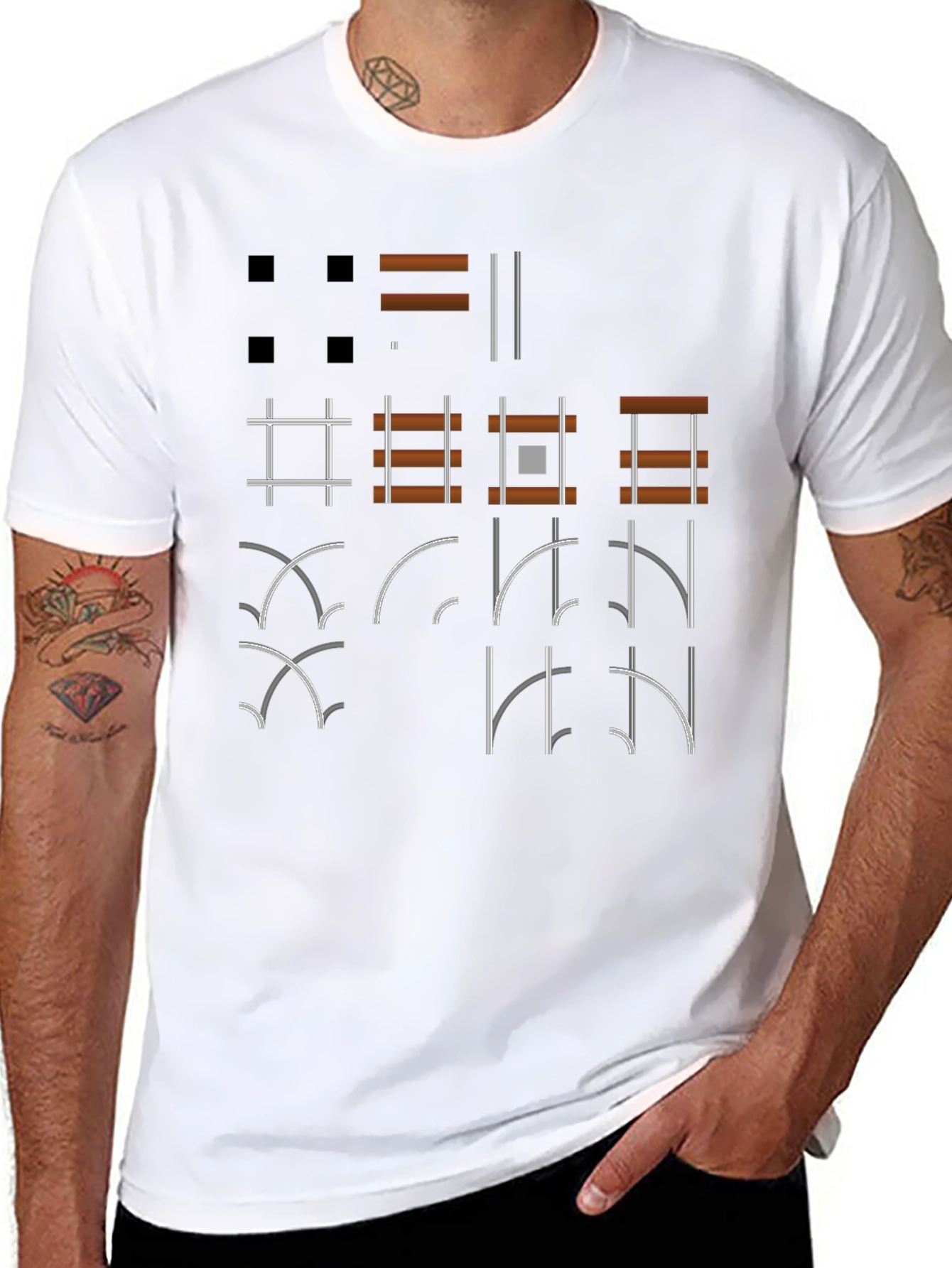 Geometric Graphic Print Black T-Shirt