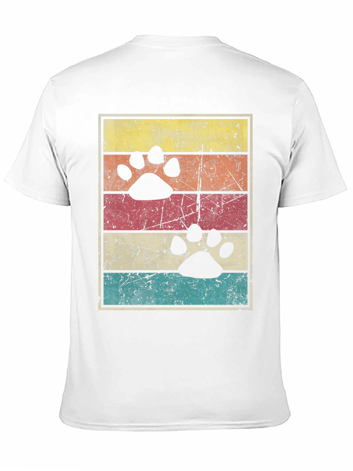 Retro Paw Print Graphic Tee - Black