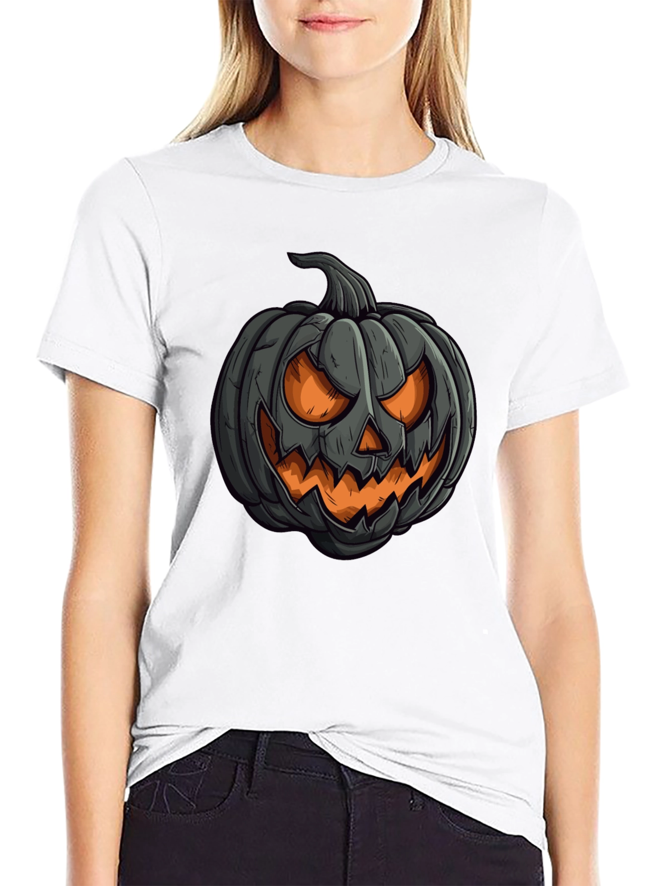 Pumpkin Graphic Black T-Shirt Halloween Style