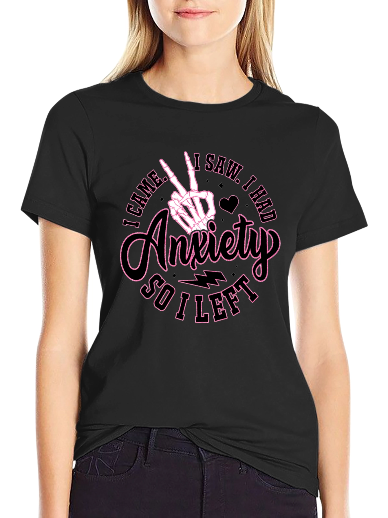 Anxiety Skeleton Hand Graphic T-Shirt