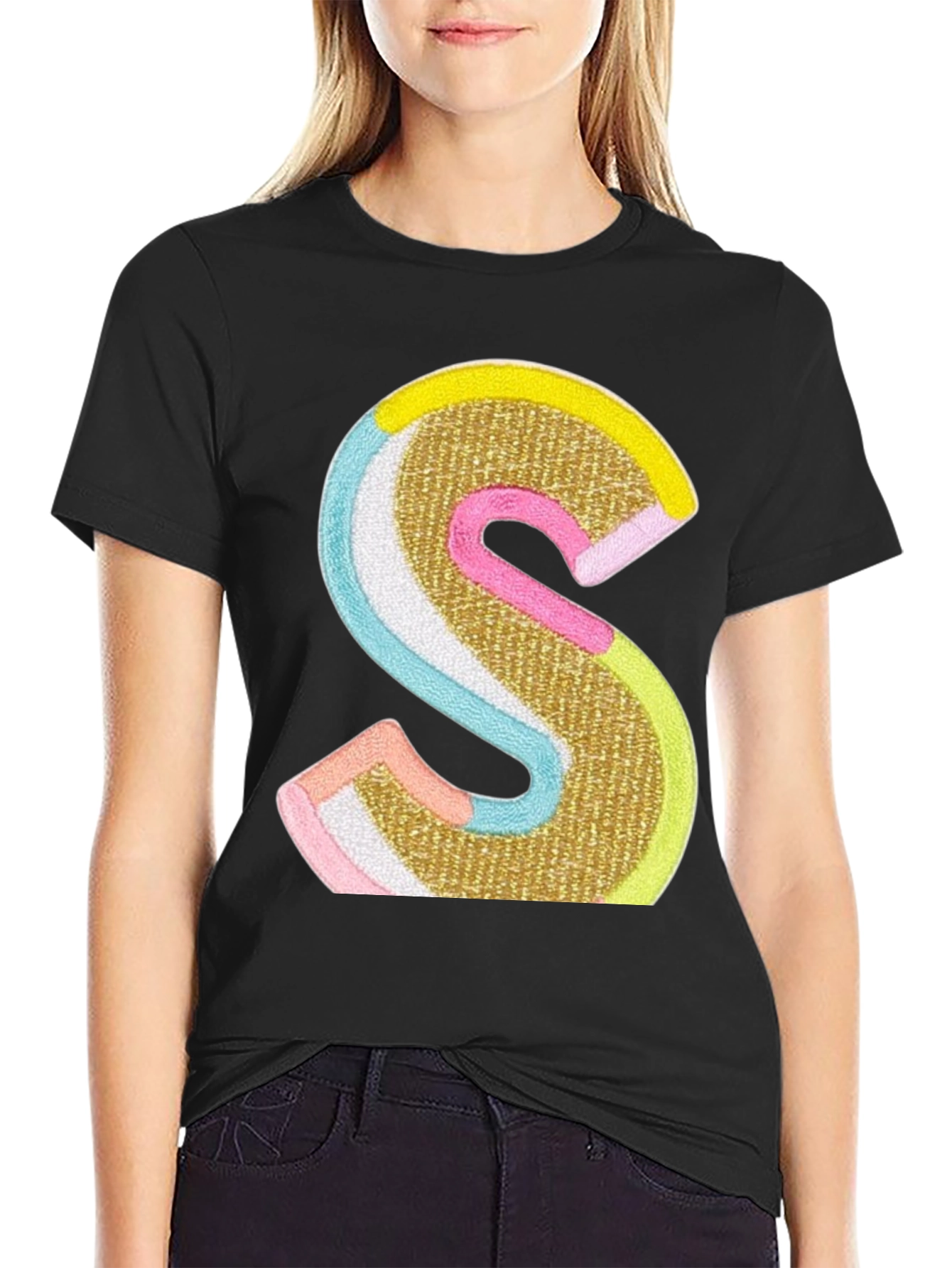S Letter Graphic Tee - Statement Style
