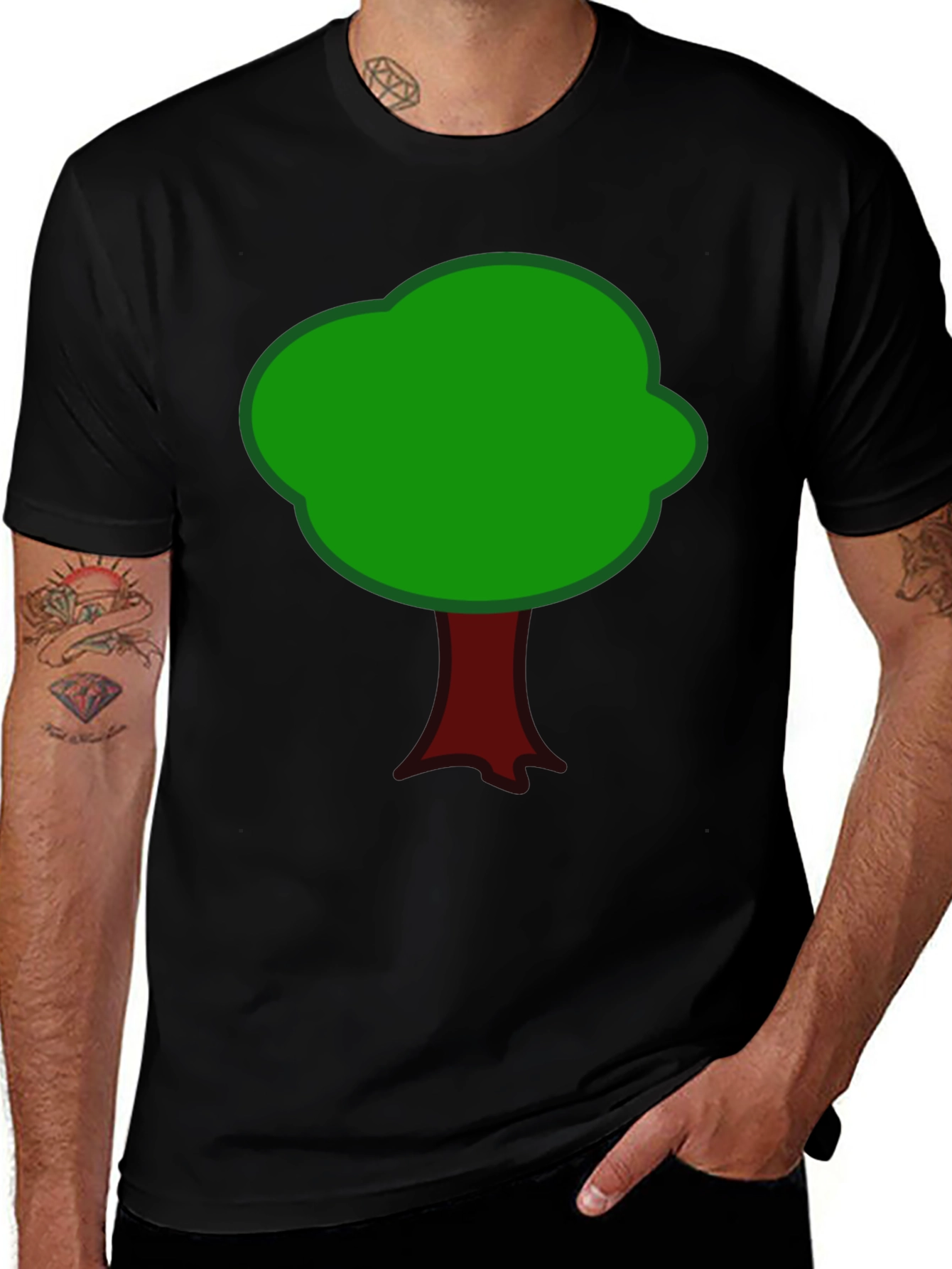 Cartoon Tree Graphic T-Shirt