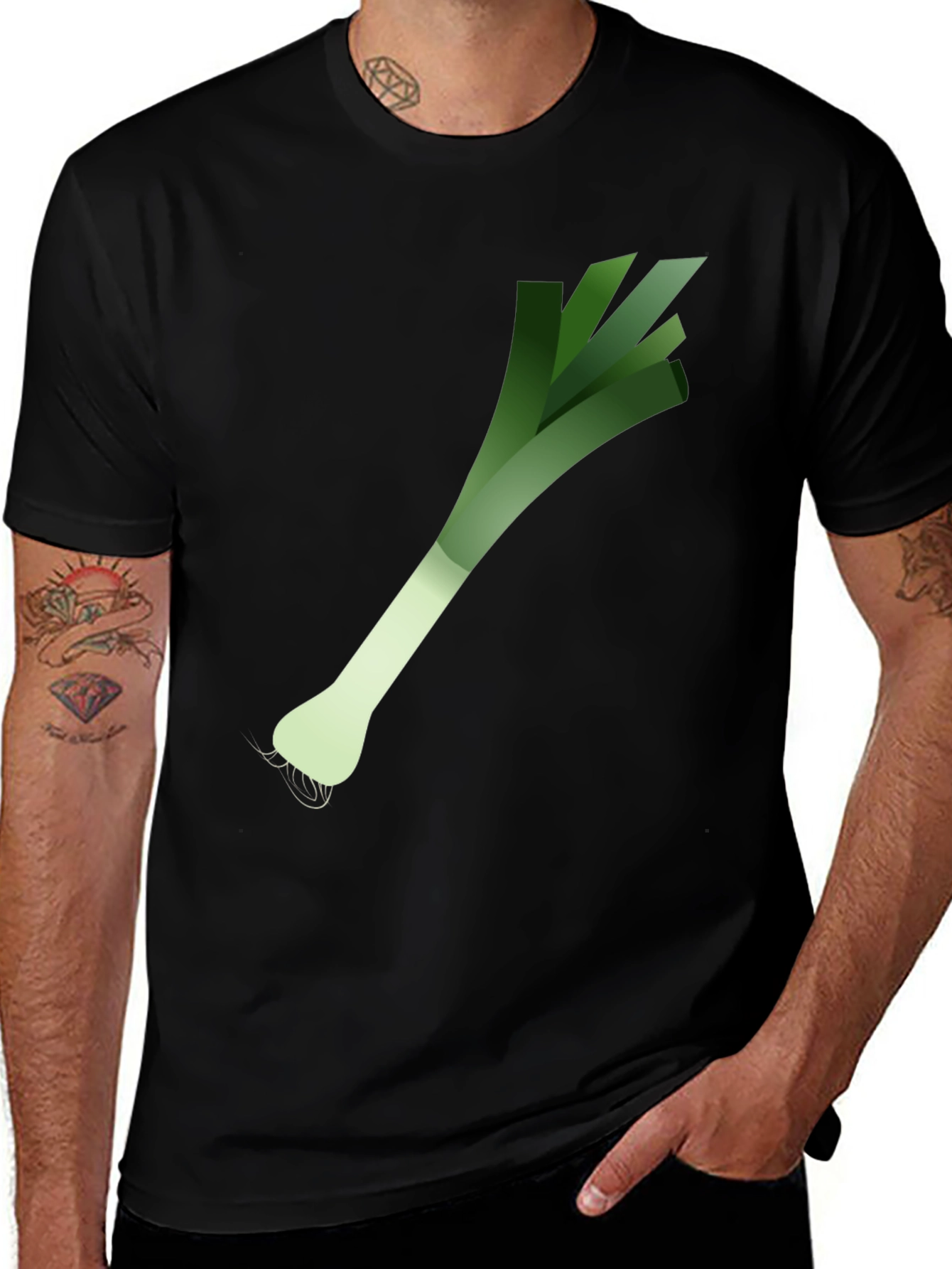 Leek Graphic Print Black T-Shirt