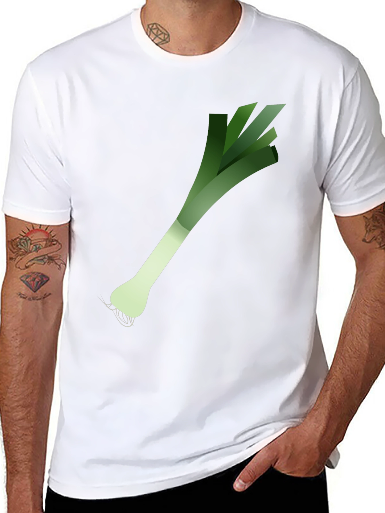 Leek Graphic Print Black T-Shirt