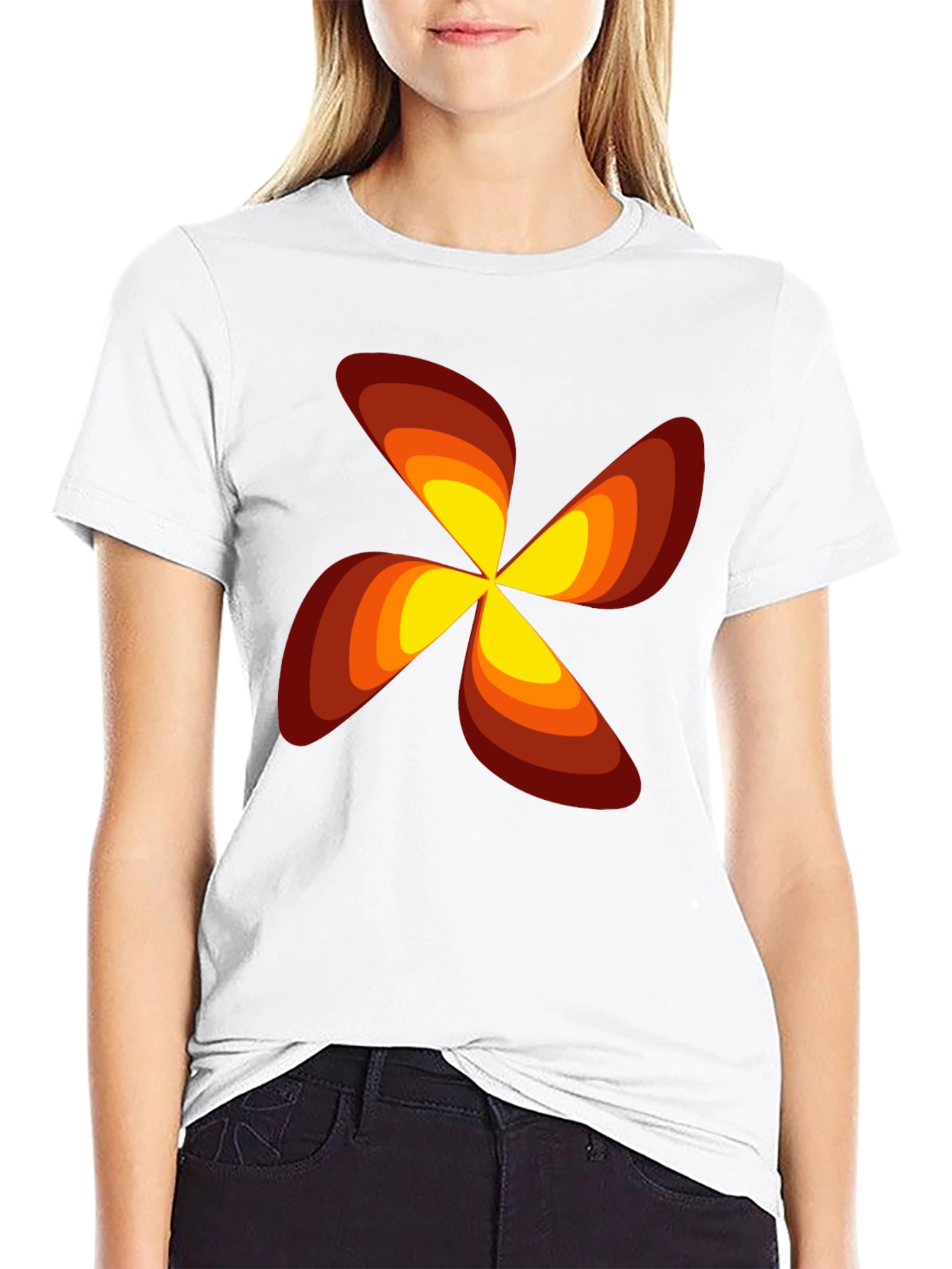 Retro Flower Power Graphic T-Shirt - Black