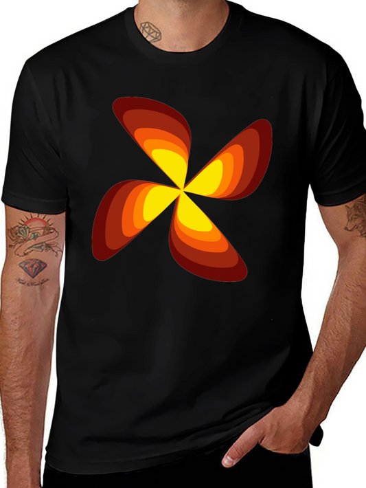 Retro Flower Power Graphic T-Shirt - Black