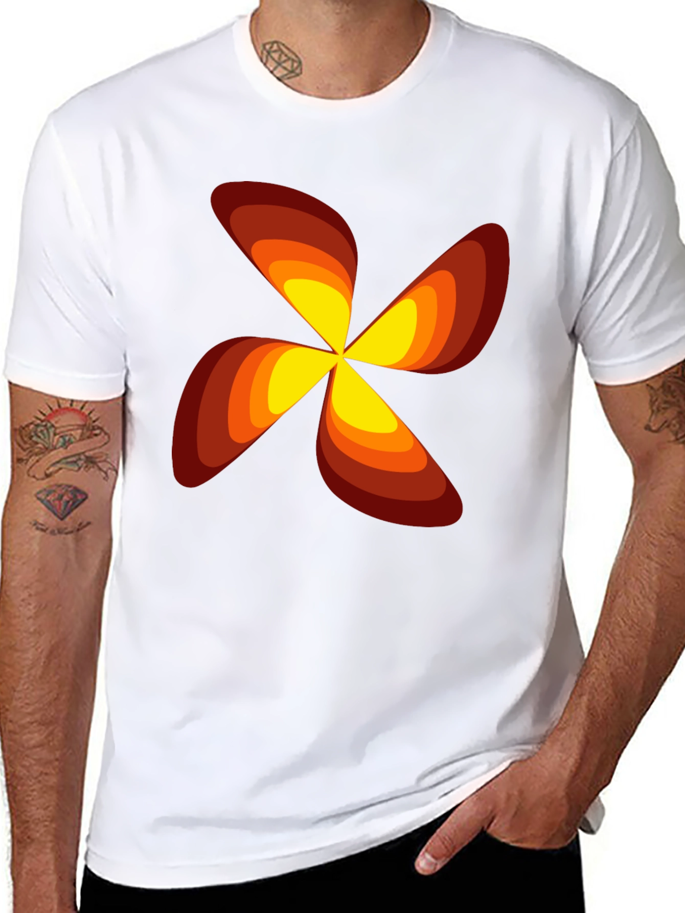Retro Flower Power Graphic T-Shirt - Black