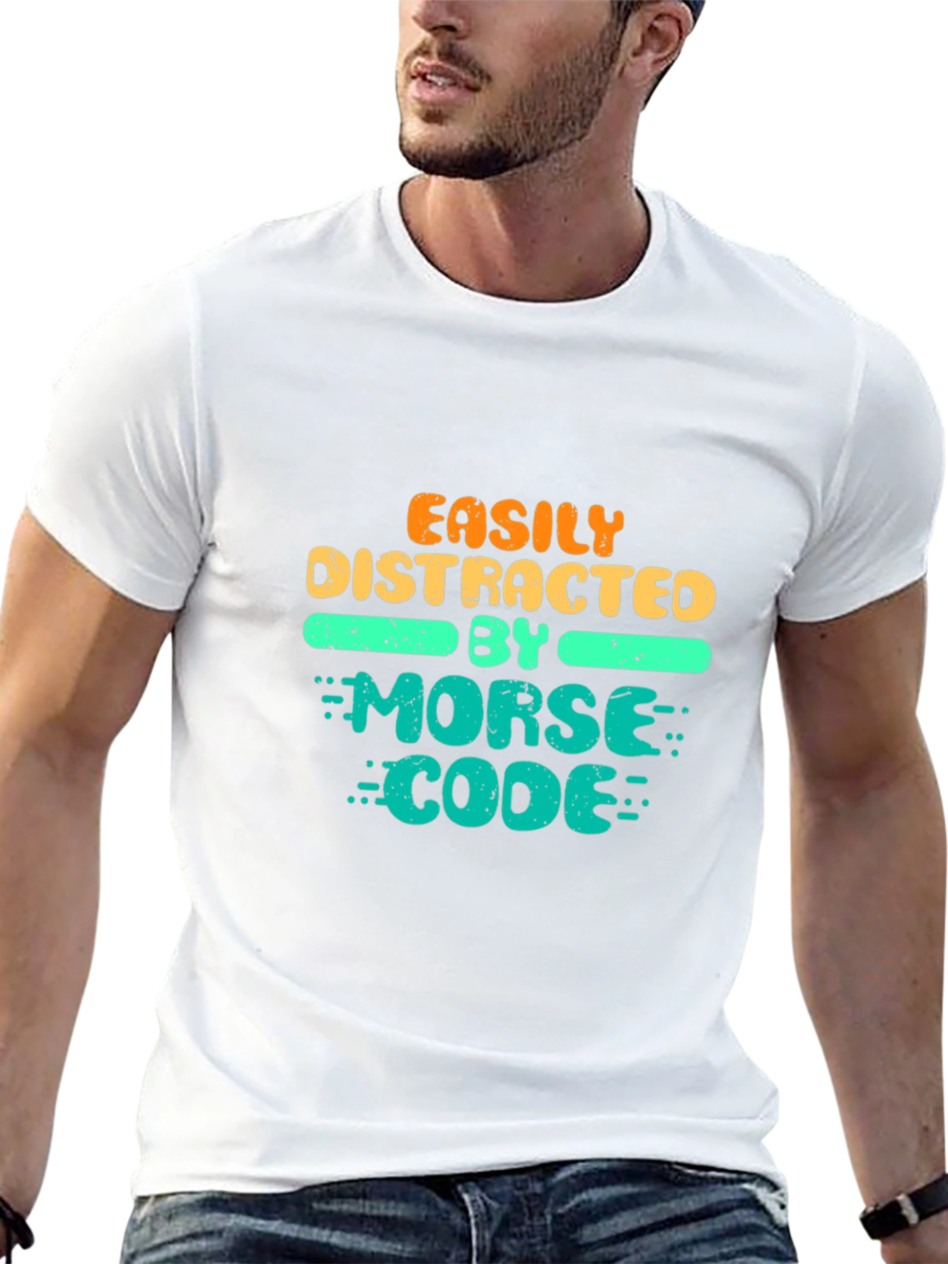 Easily Distracted By Morse Code Black T-Shirt