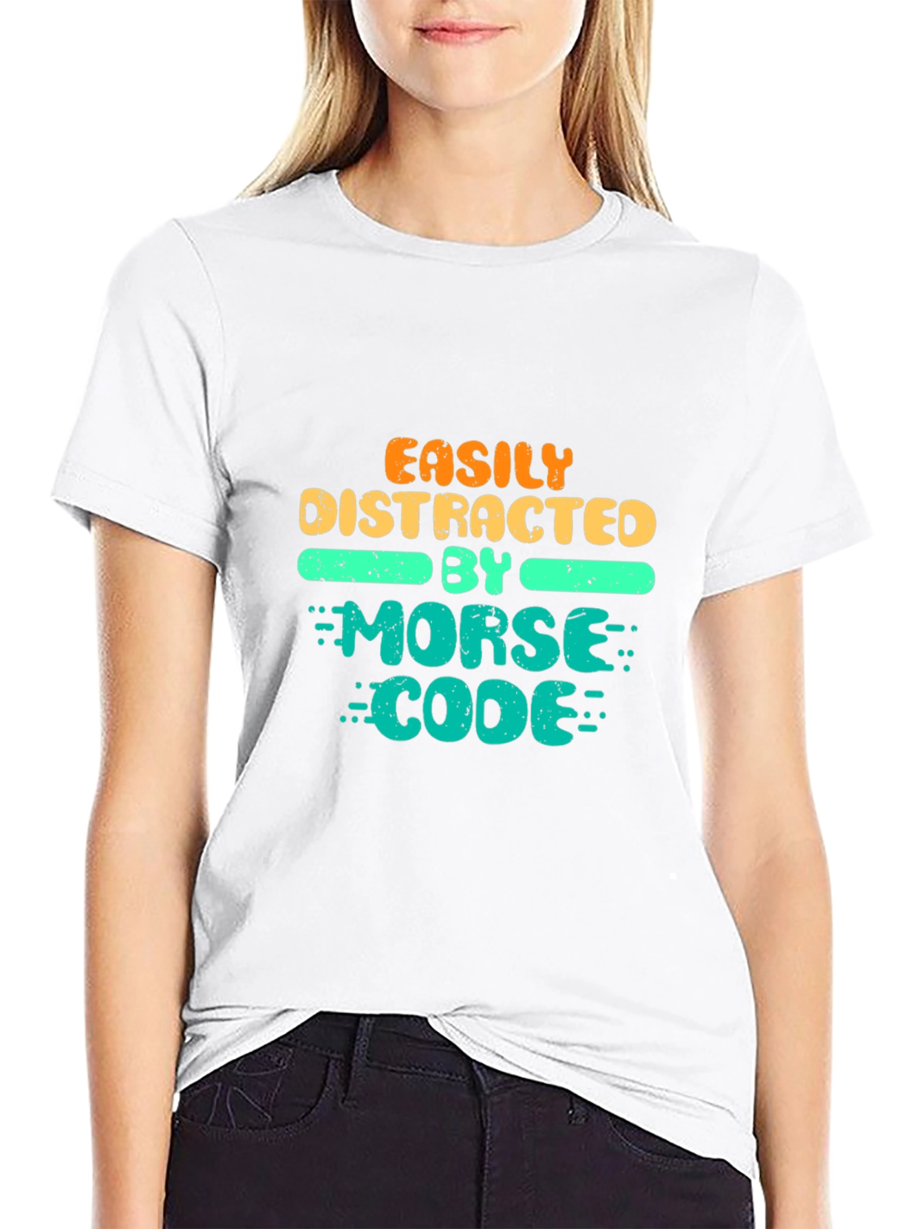 Easily Distracted By Morse Code Black T-Shirt