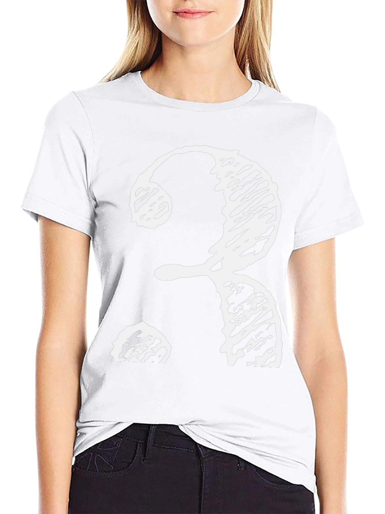 Black T-Shirt with Distressed White Question Mark