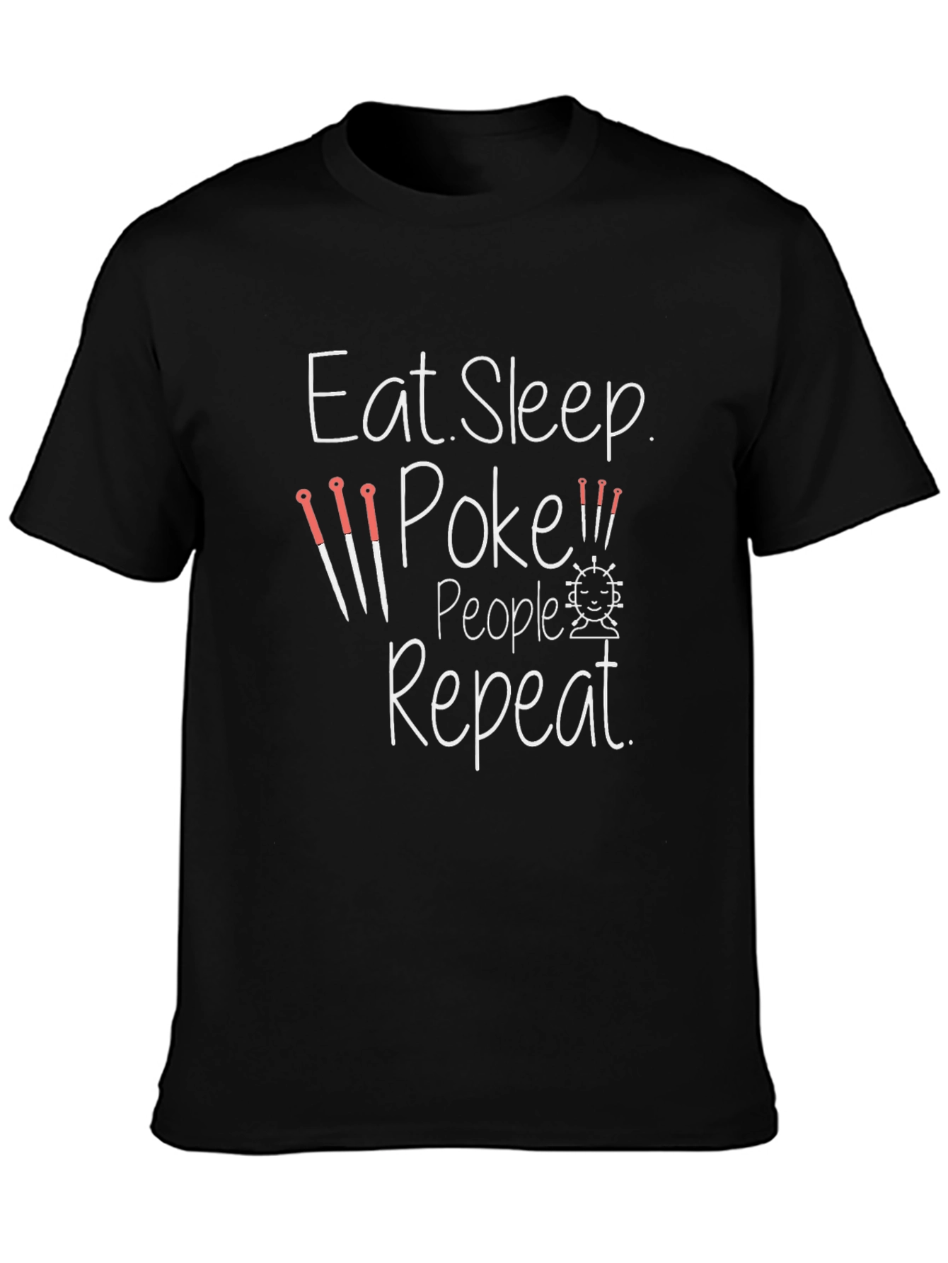 Eat Sleep Poke People Repeat Black T-Shirt