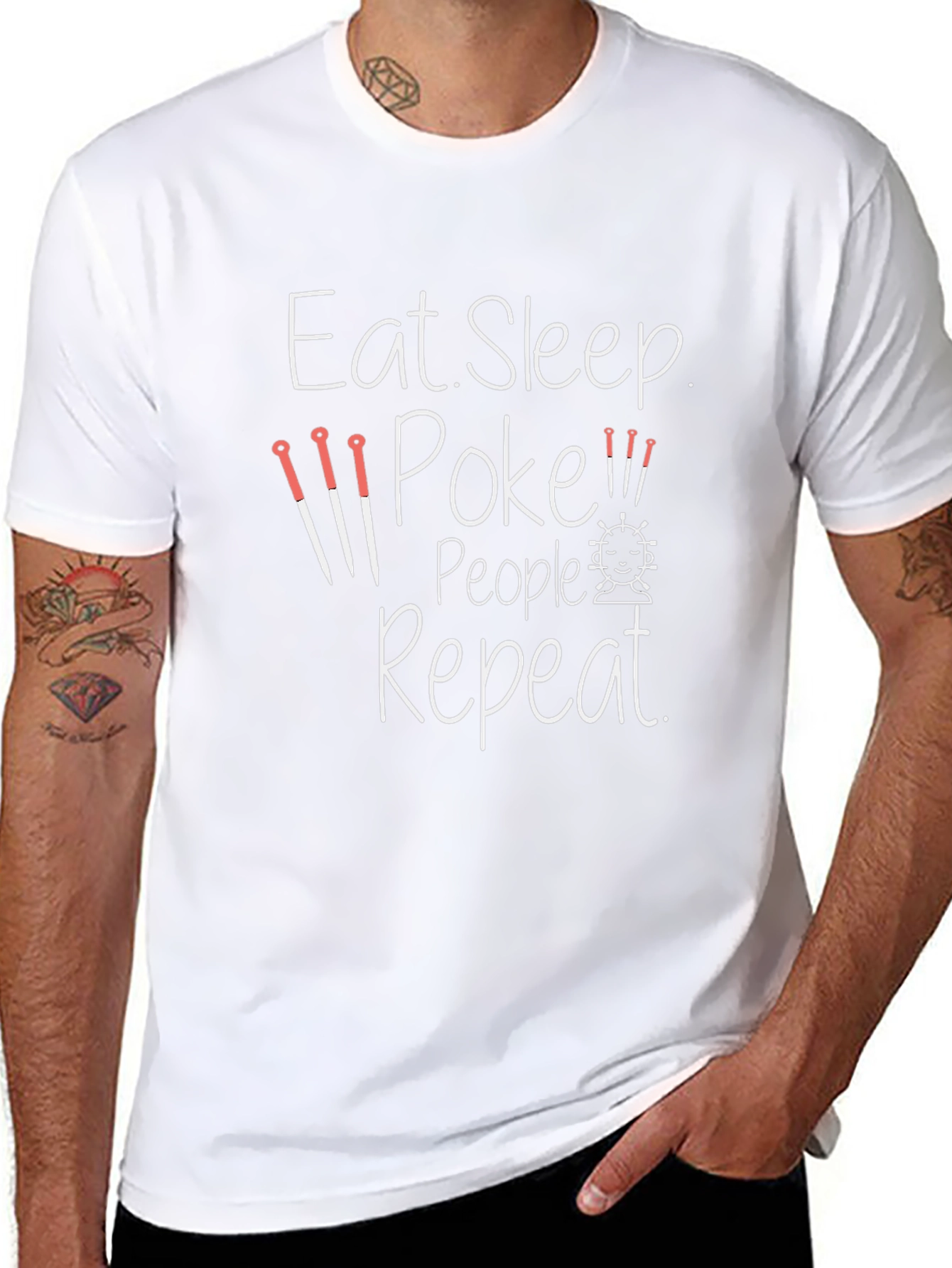 Eat Sleep Poke People Repeat Black T-Shirt