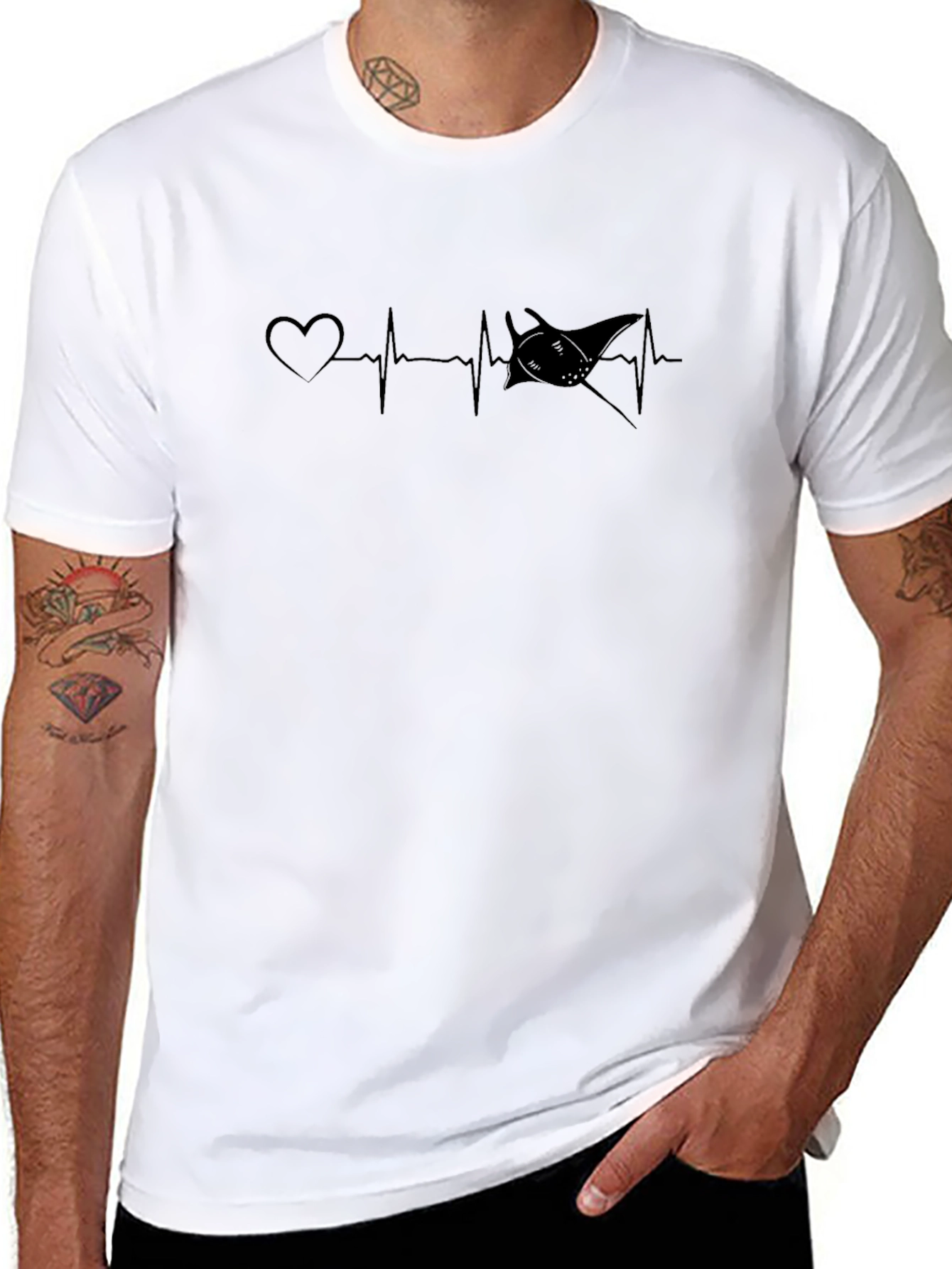 Manta Ray Heartbeat Graphic Tee