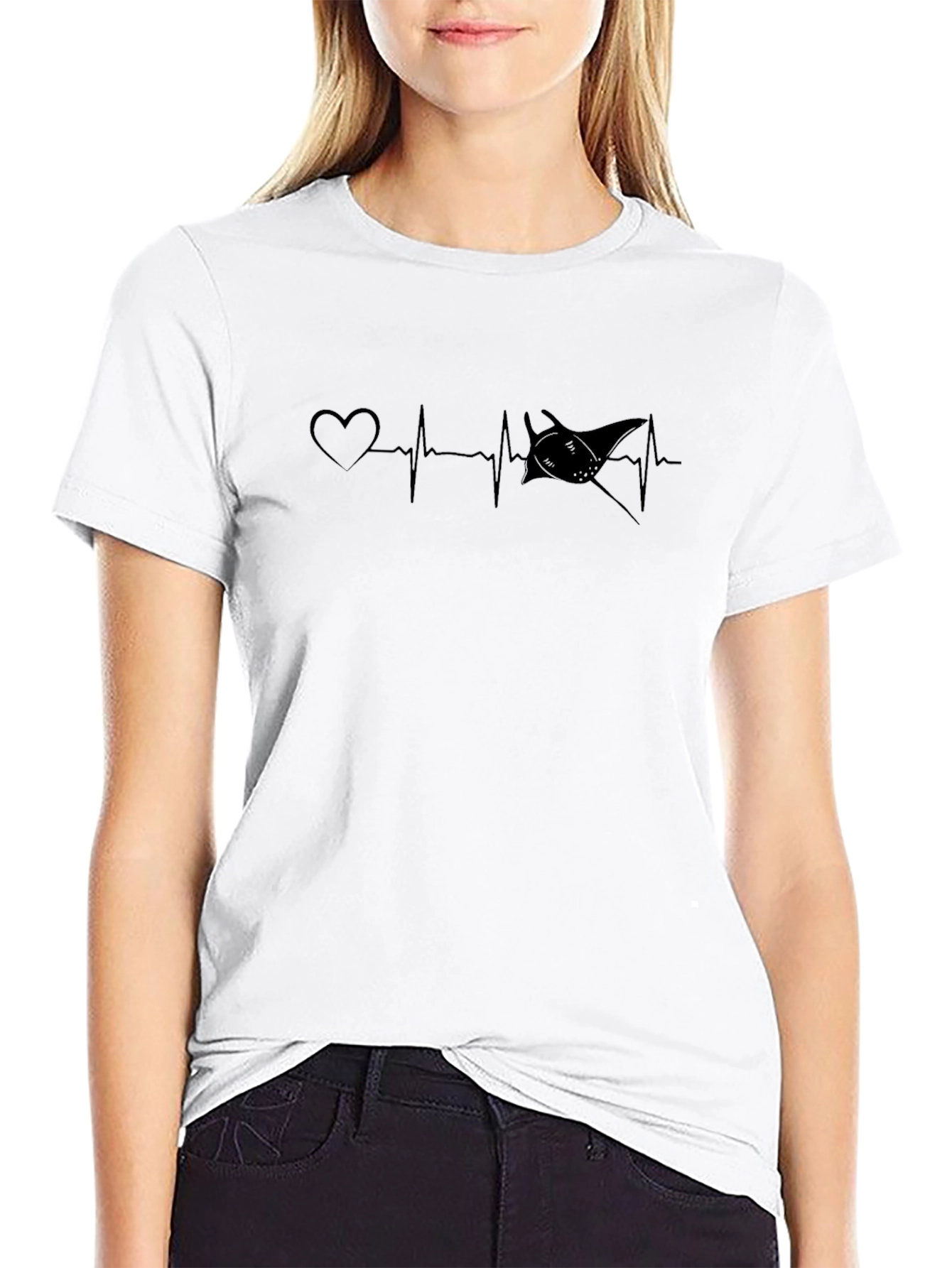 Manta Ray Heartbeat Graphic Tee
