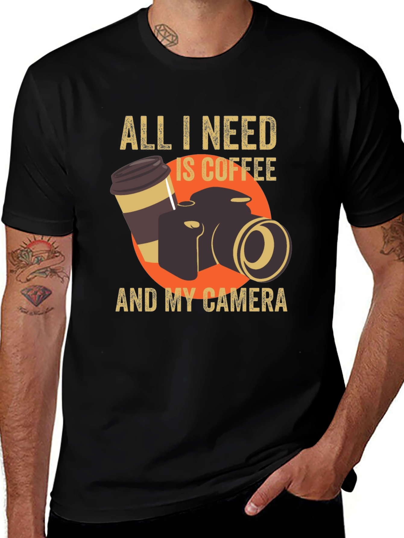Coffee and Camera Graphic T-Shirt - Photography Lover Tee