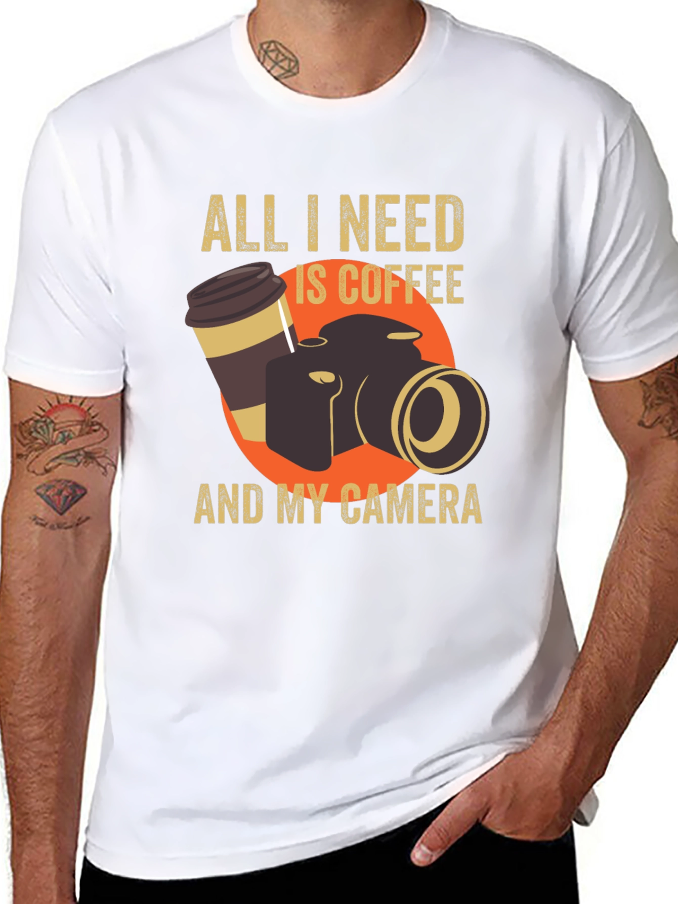 Coffee and Camera Graphic T-Shirt - Photography Lover Tee