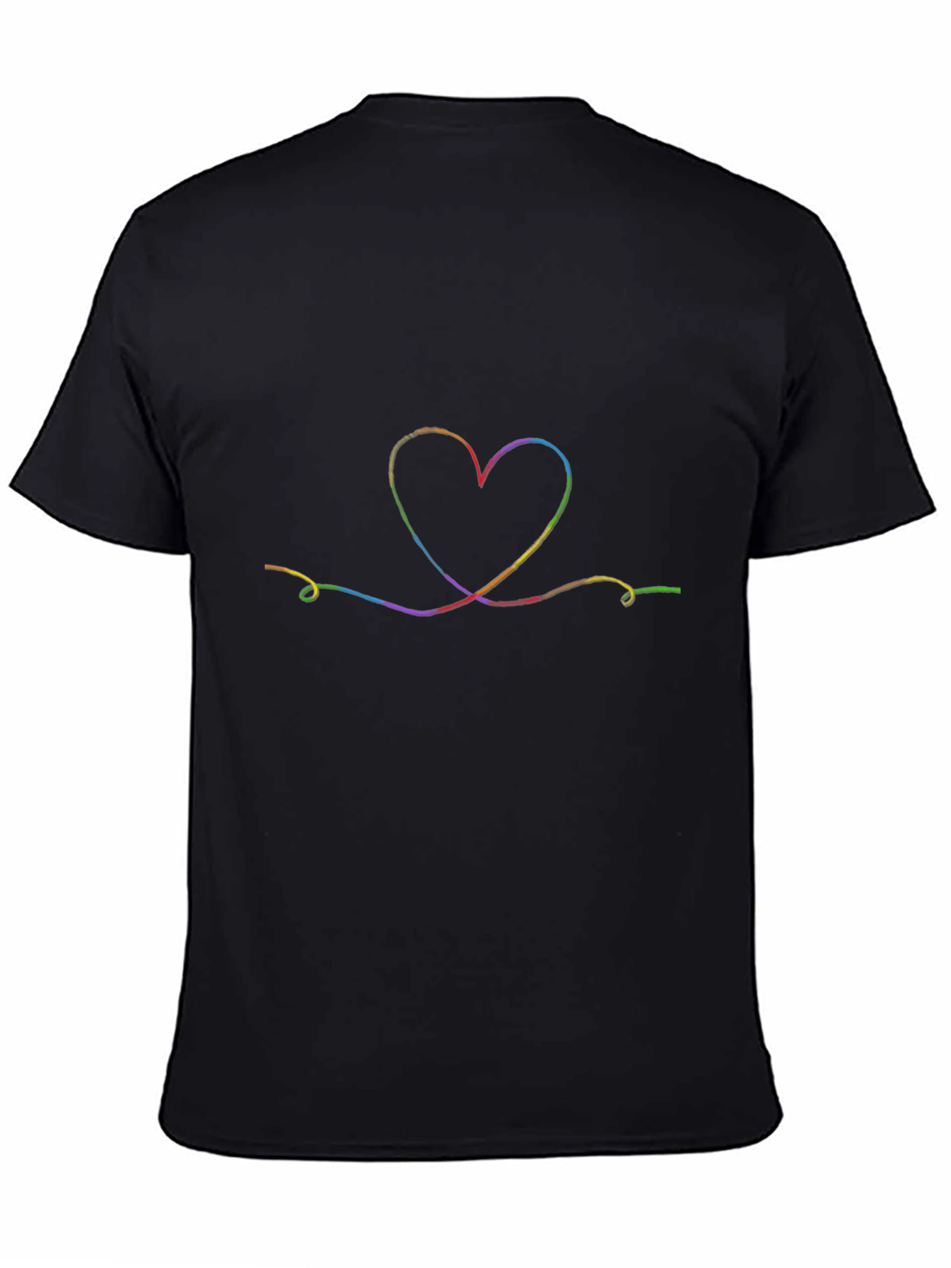Rainbow Heart Graphic Tee - Soft Cotton Black Shirt