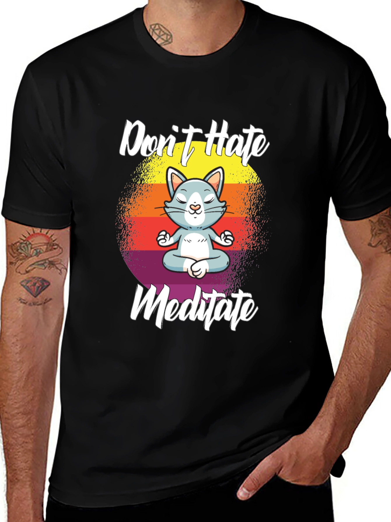 Dont Hate Meditate Cat T-Shirt Yoga Lover