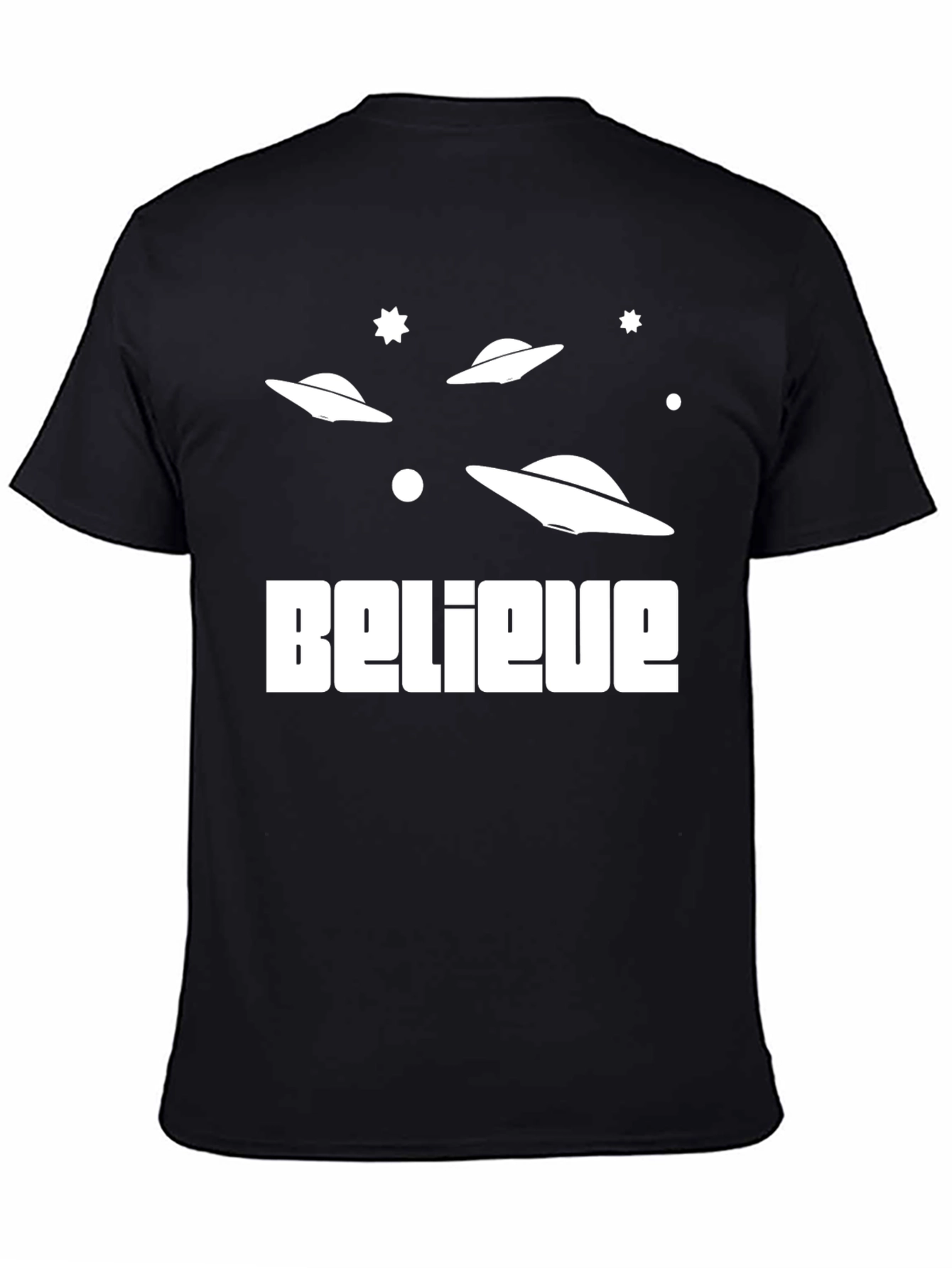 Believe Alien UFO Graphic Tee - Black