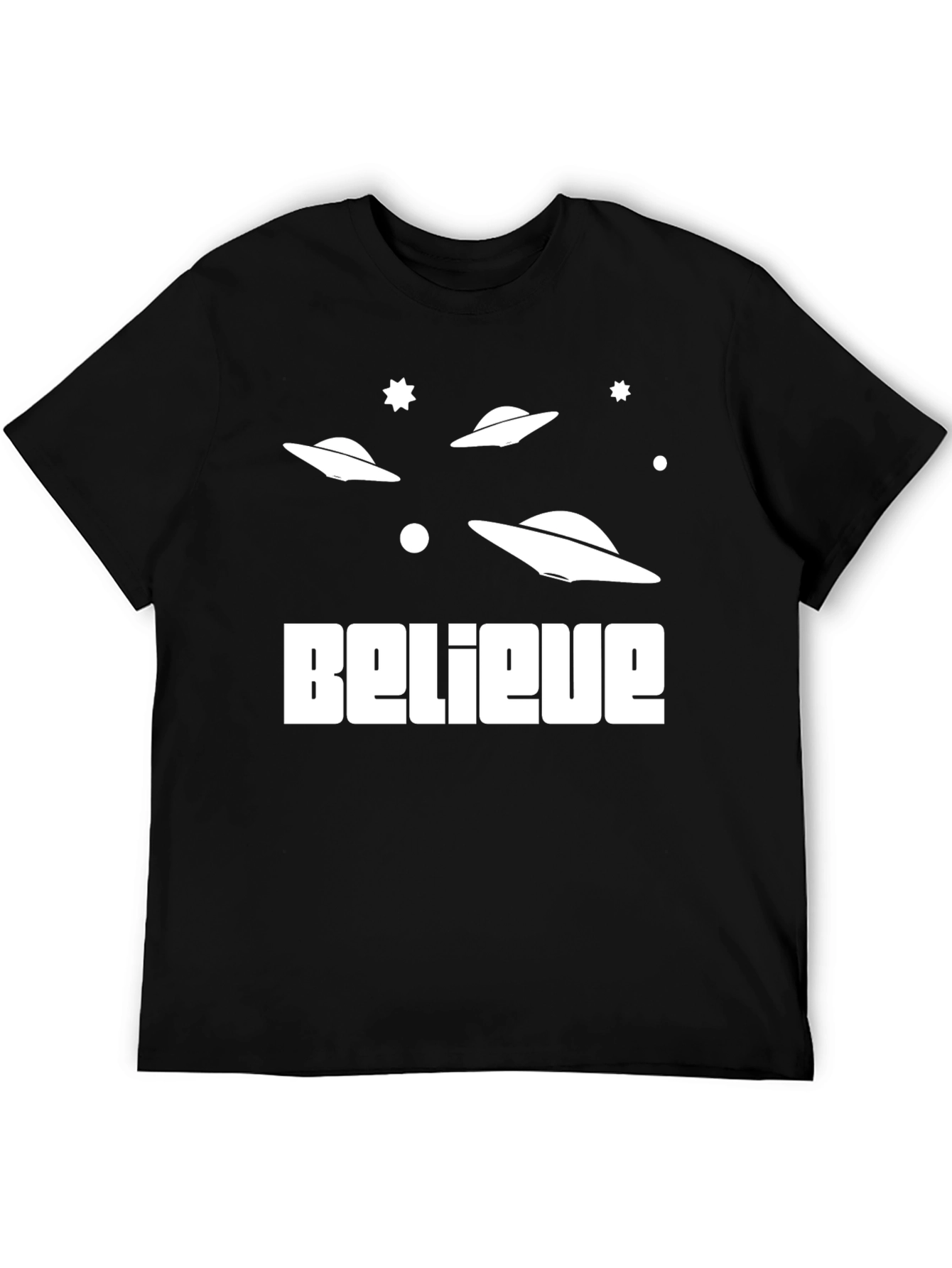 Believe Alien UFO Graphic Tee - Black