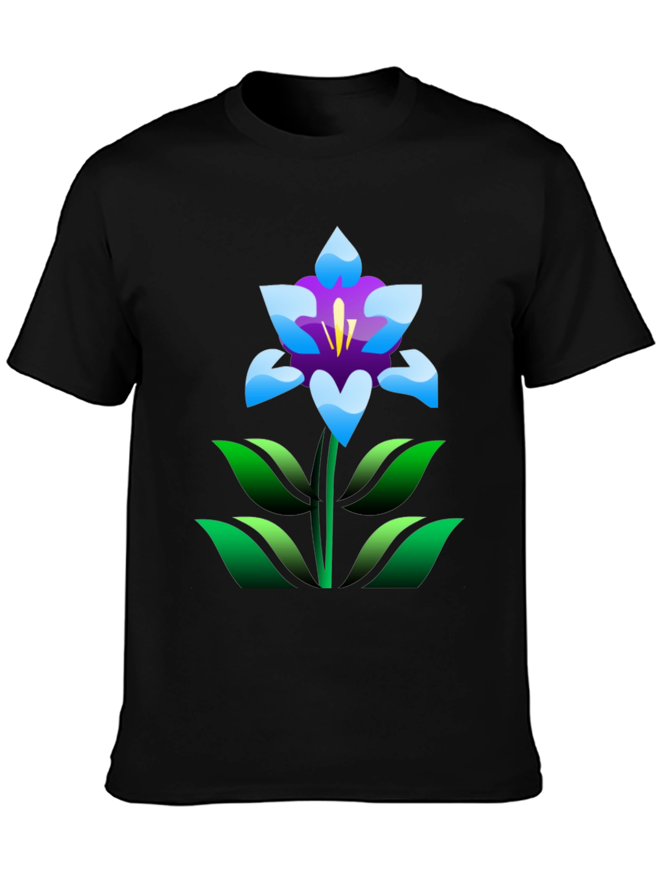 Floral T-Shirt - Black with Graphic Flower Print