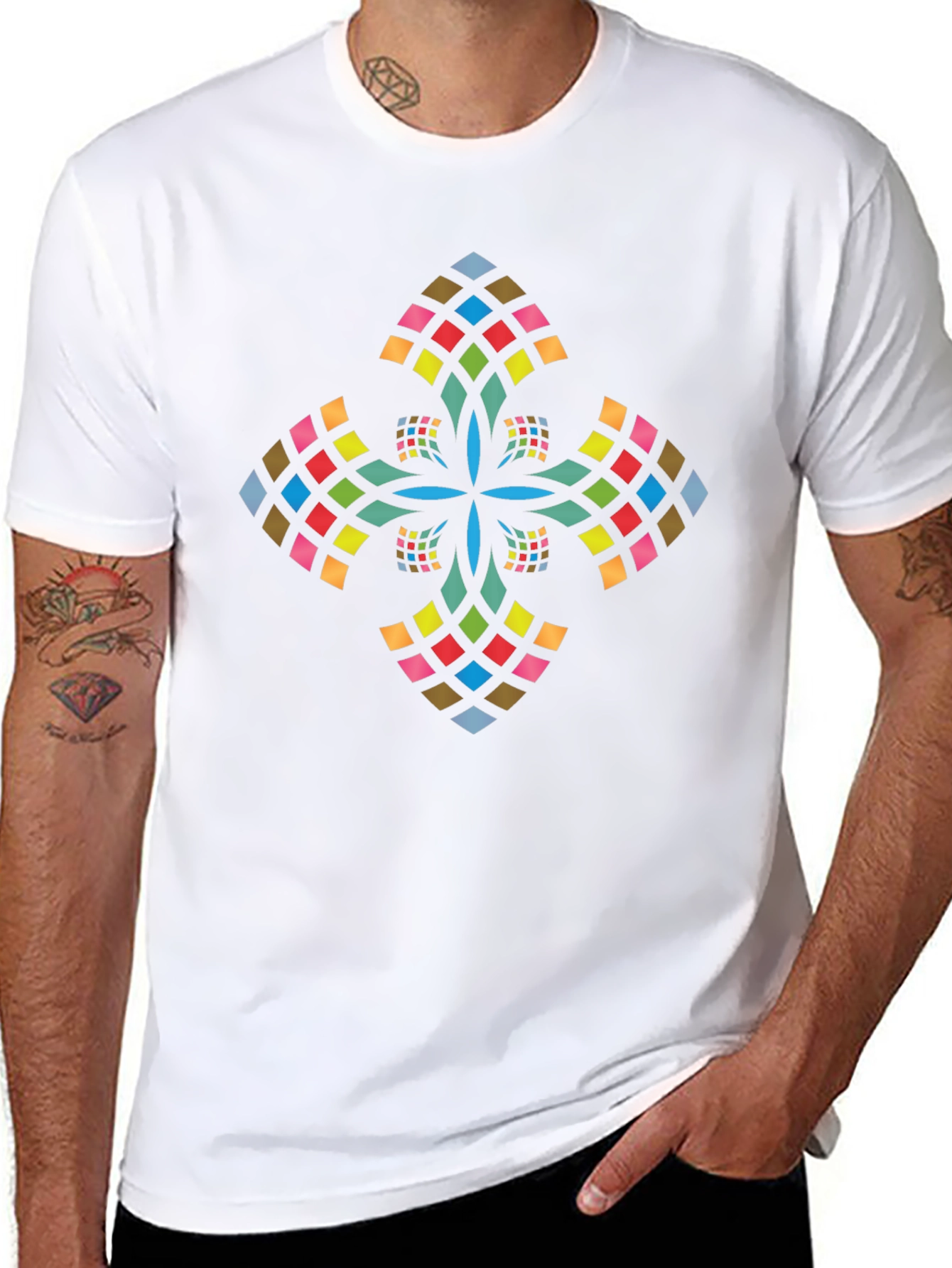 Modern Geometric Cross Graphic Tee