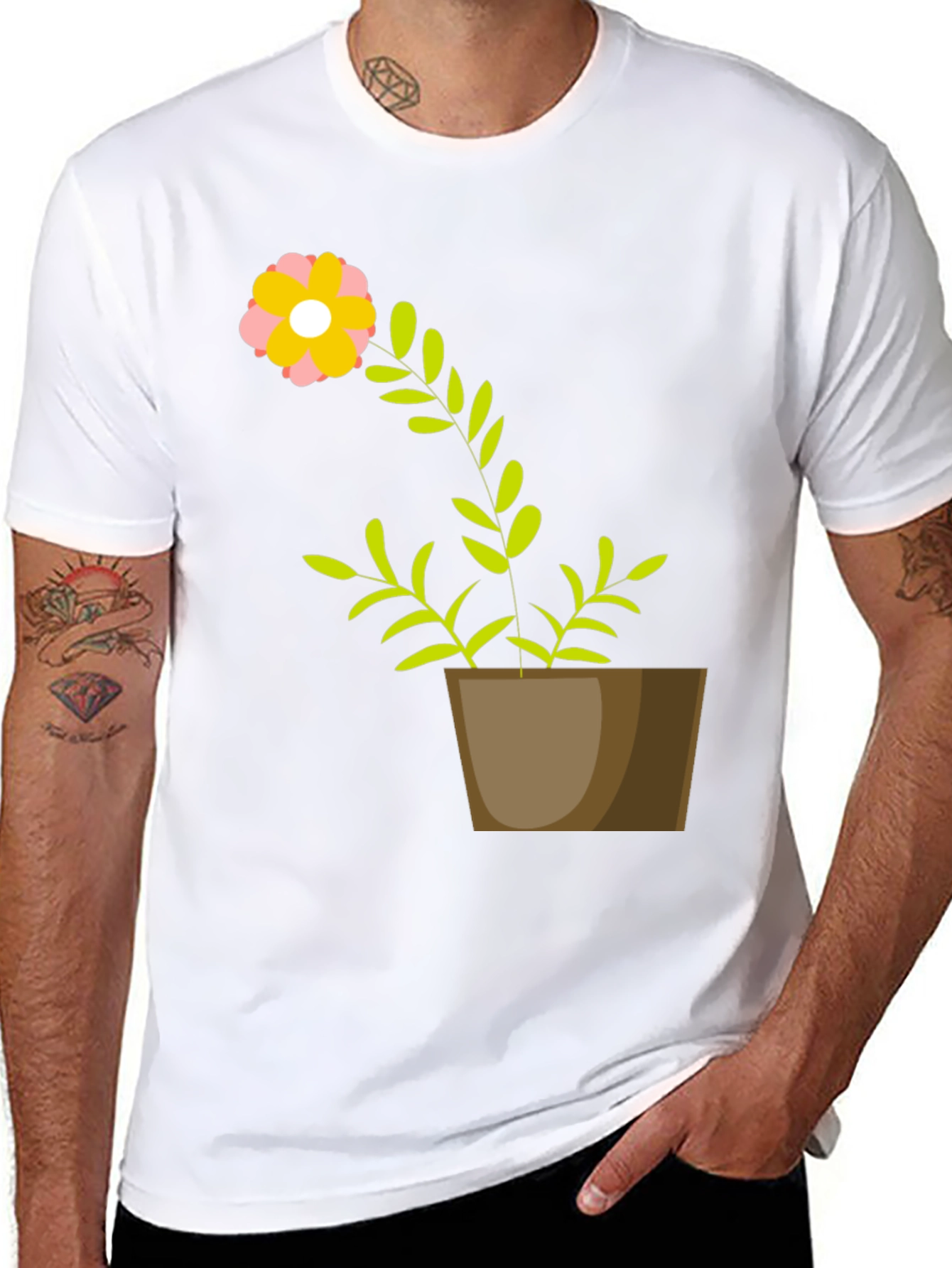Flower Pot Graphic Tee - Unique Plant Design