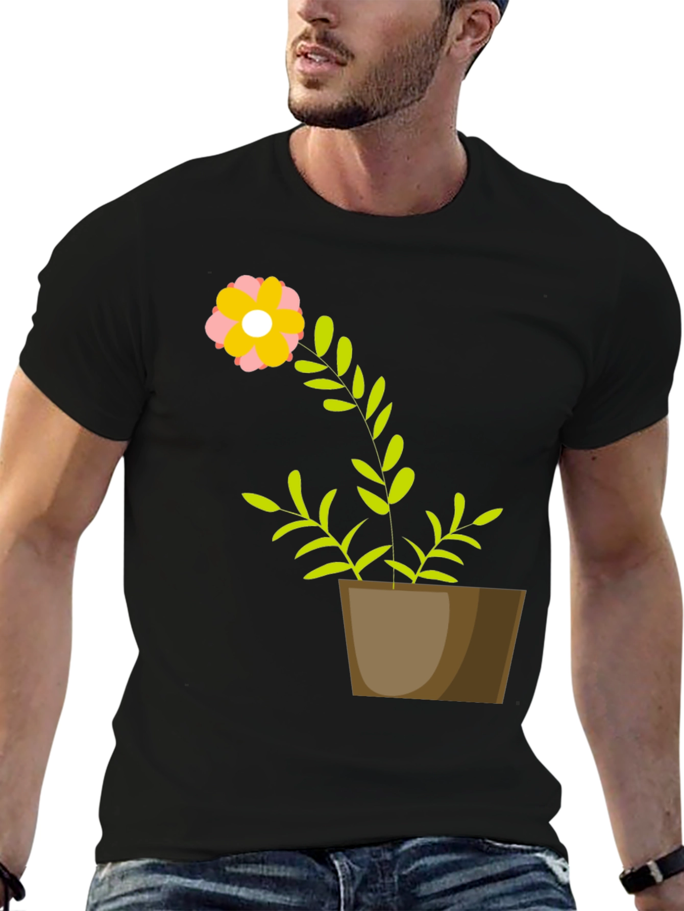 Flower Pot Graphic Tee - Unique Plant Design
