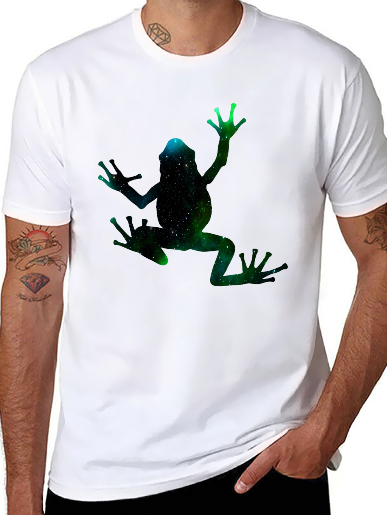 Galaxy Frog Graphic Black T-Shirt
