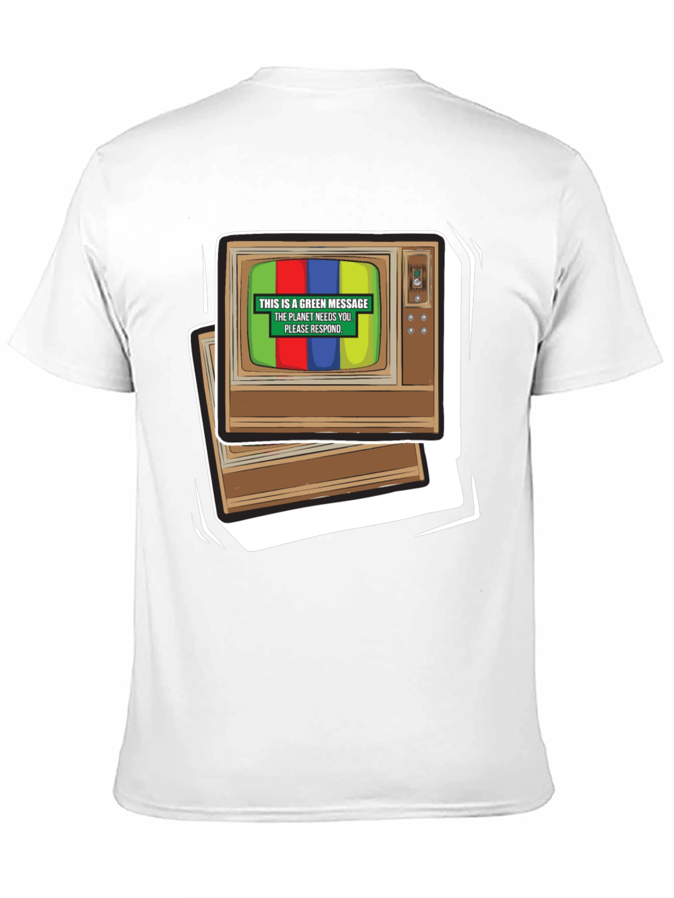 Retro TV Green Message T-Shirt
