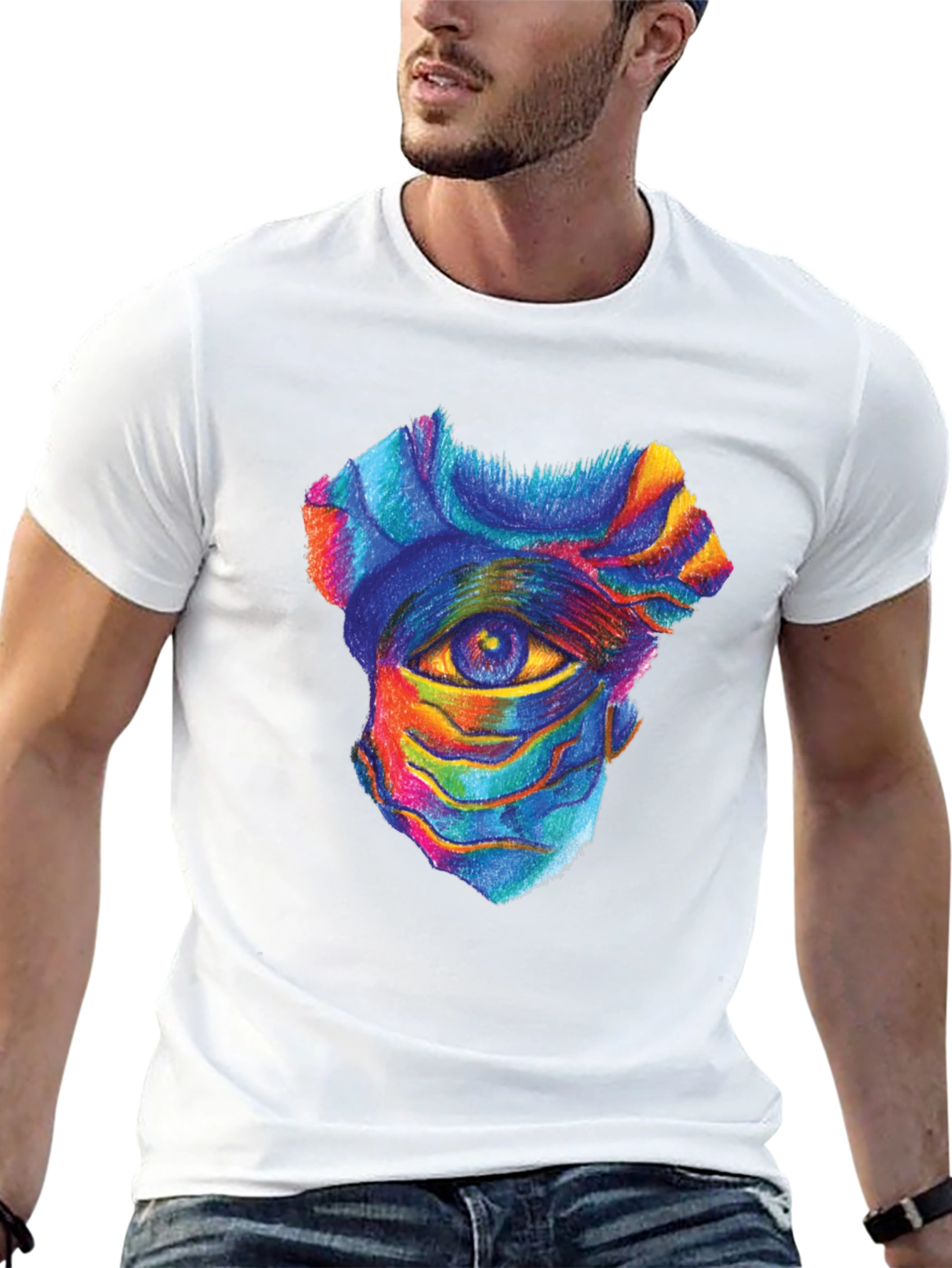 Surreal Eye Graphic Tee - Artistic Black T-Shirt