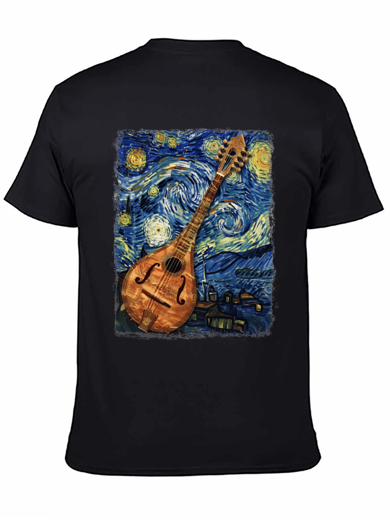 Starry Night Mandolin T-Shirt - Unique Art Tee