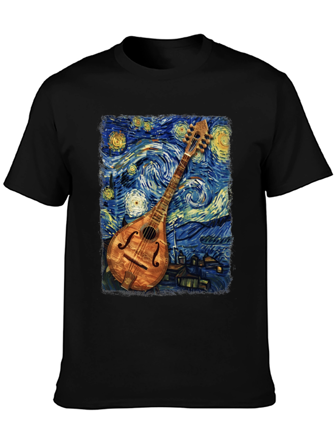 Starry Night Mandolin T-Shirt - Unique Art Tee
