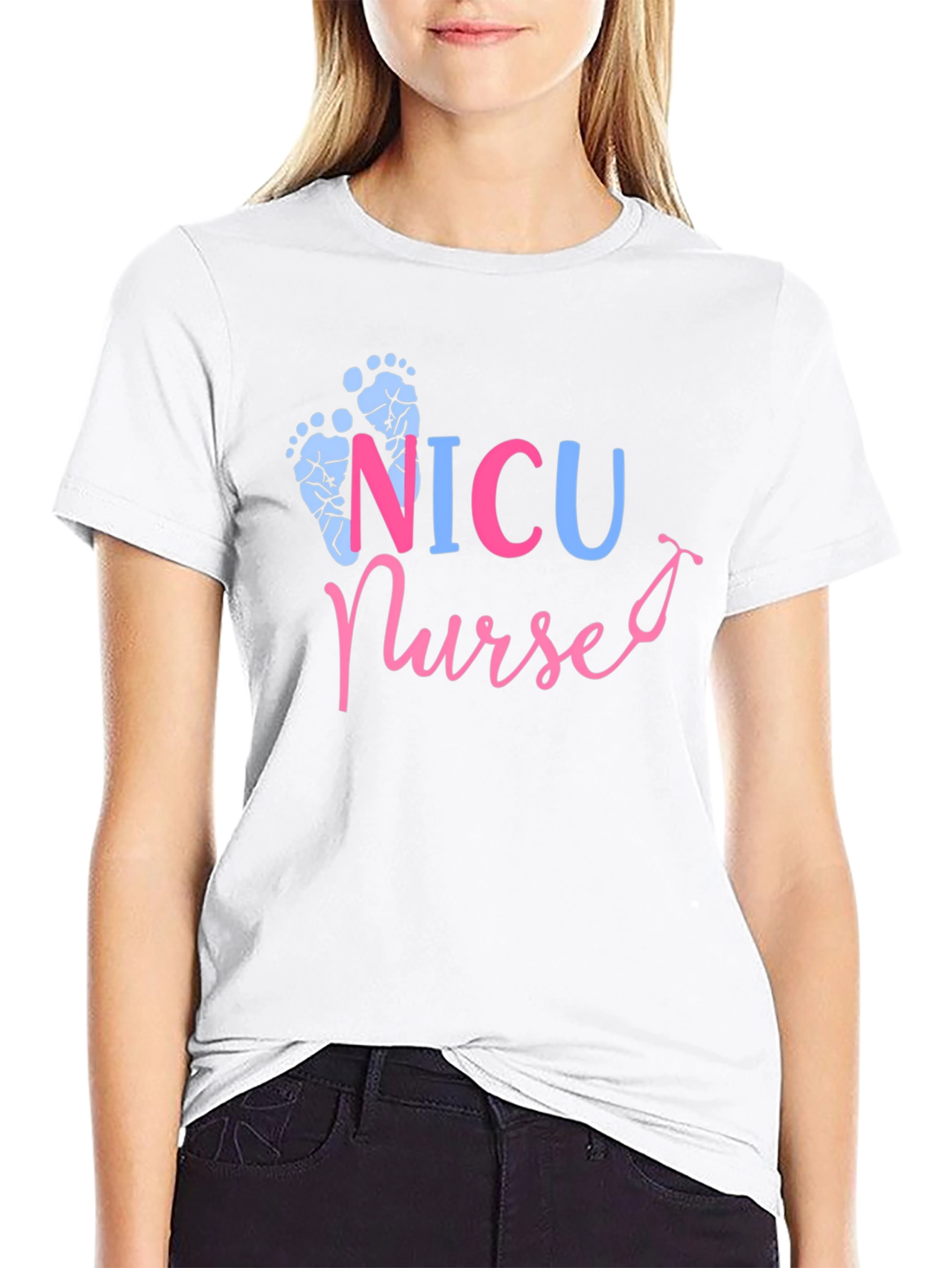 NICU Nurse T-Shirt: Footprint Design
